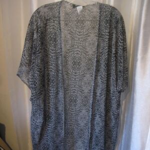 Promises Promises Women's Black & Grey Animal Print Sheer Duster Sz 3X NWNT